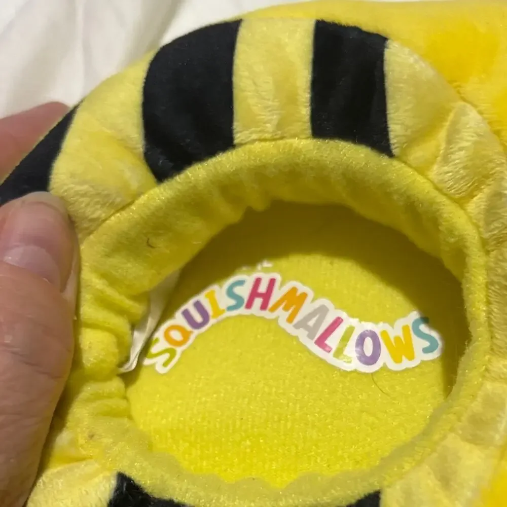 Squishmallows 11/12 Yellow Bee Plush Slippers euc worn once